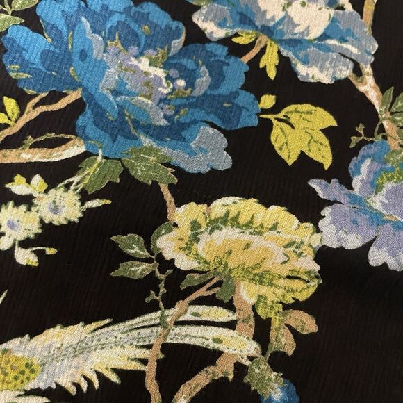 J. Jill Chinoiserie Floral Tunic Blouse 2X Crepe Asian Inspired Black Bow Sleeve - Picture 11 of 12
